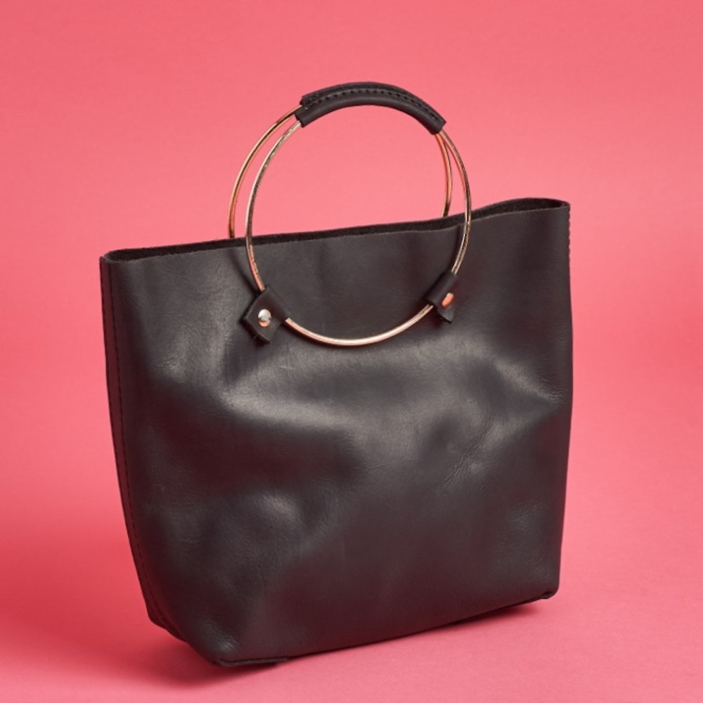 Modern Leather Tote With Brass Handle